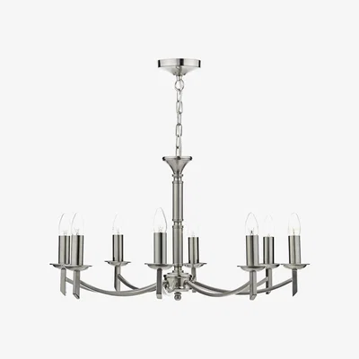 Knees dar lighting AMB0846 Ambassador Contemporary 8 Light Dual Mount Chandelier Satin Chrome