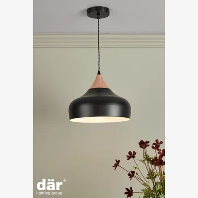 Knees dar lighting Gau0164 Gaucho 1 Light Single Pendant Black And Copper