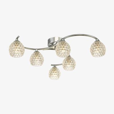Knees dar lighting Nak6450-06 Nakita 6 Light Semi Flush Polished Chrome With Dimpled Glass