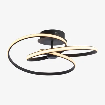 Knees Dune 1 Light Semi Flush Ceiling Light - Black