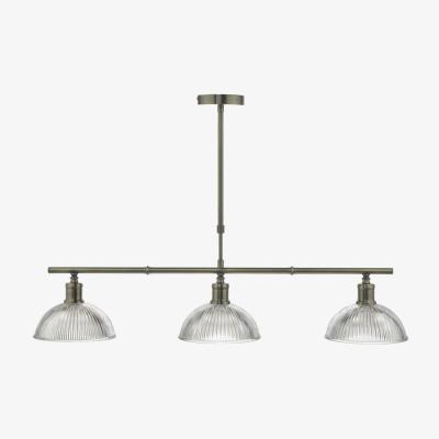 Knees Dar Lighting DAR0375 Dara 3 Light Bar Pendant Antique Brass and Glass