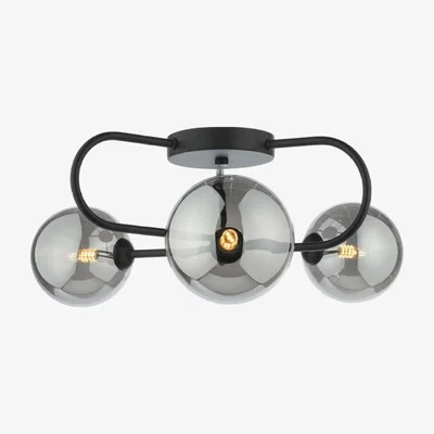 Knees dar lighting EIS5322 Eissa 3 Light Semi Flush Matt Black Smoked Glass