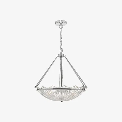 Knees dar lighting AVR0350 Avril 3 Light Pendant Polished Nickel And Glass