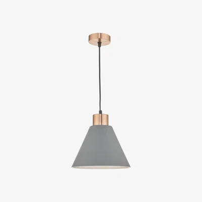 Knees dar lighting Zoc0139 Zocalo 1 Light Pendant Grey and Copper