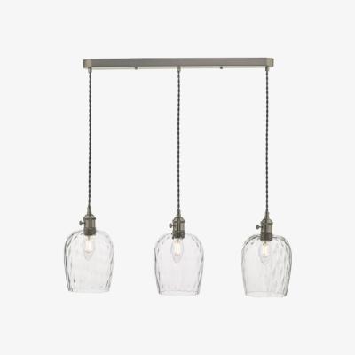 Knees dar lighting Had3661-03 Hadano 3 Light Antique Chrome Suspension With Dimpled Glass Shades