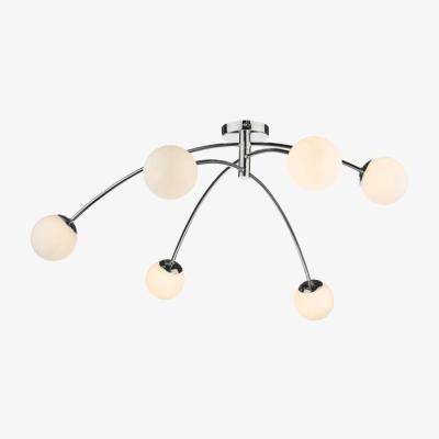Knees dar lighting PUG6450 Puglia 6 Light Semi Flush Ceiling Light Polished Chrome Opal Glass