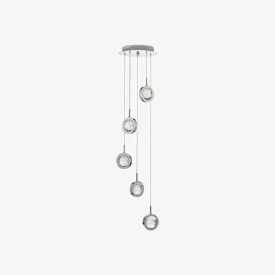 Knees Dar Lighting LIV0550 Livia 5 Light Cluster LED Pendant Polished Chrome And Glass Spheres