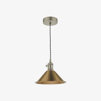 Knees dar lighting Had0161-01 Hadano 1 Light Pendant Antique Chrome With Aged Brass Shade