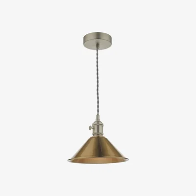 Knees dar lighting Had0161-01 Hadano 1 Light Pendant Antique Chrome With Aged Brass Shade