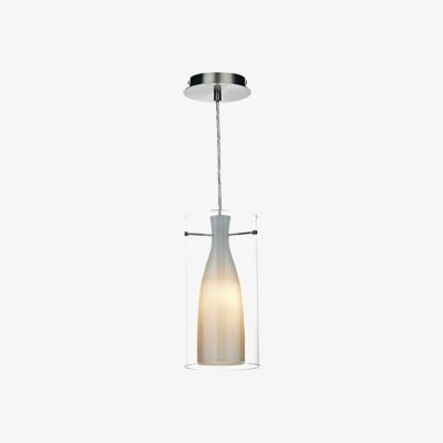 Knees dar lighting Bod8646 Boda 1 Light Pendant Satin Chrome Double Glass
