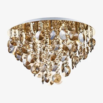 Knees dar lighting JES5440 Jester 5 Light Flush Gold Complete With Amber Droppers