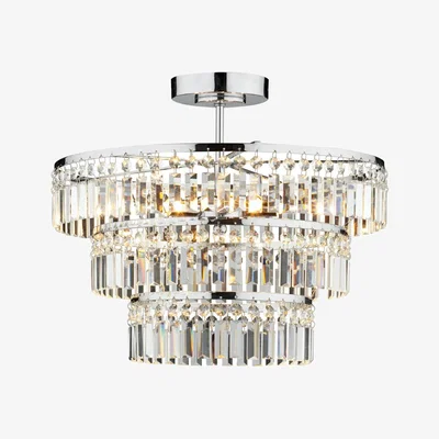 Knees dar lighting ROW5450 Rowena 3 Light 3 Tier Semi Flush Polished Chrome