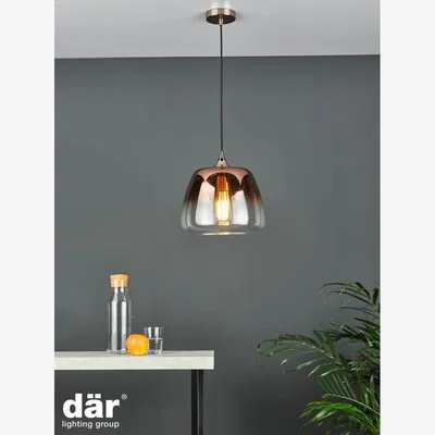 Knees dar lighting Kla0164 Klaxon 1 Light Pendant Ombre Copper Glass