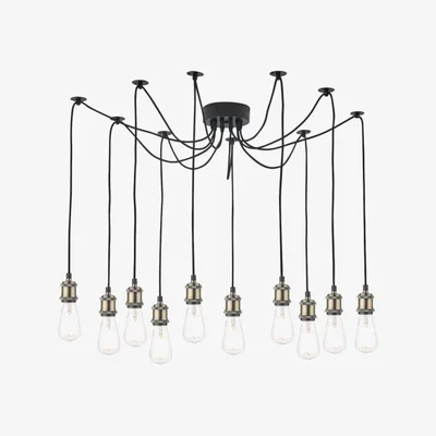 Knees dar lighting Wac2375 Waco 10 Light Pendant Antique Brass Matt Black