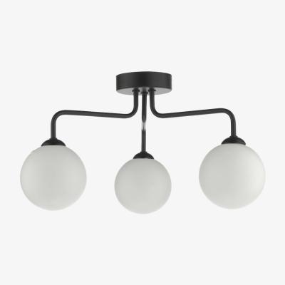 Knees dar lighting FEY0322-02 Feya 3 Light Semi Flush Ceiling Light Matt Black Opal Glass