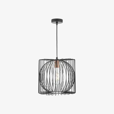 Knees dar lighting Tap0122 Taplow 1 Light Pendant Black and Copper