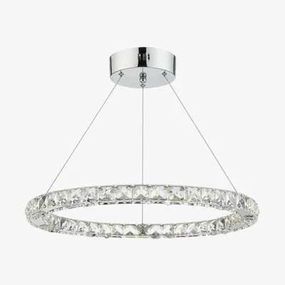 Knees Dar Lighting ROM1750 Roma LED Pendant Crystal With Chrome