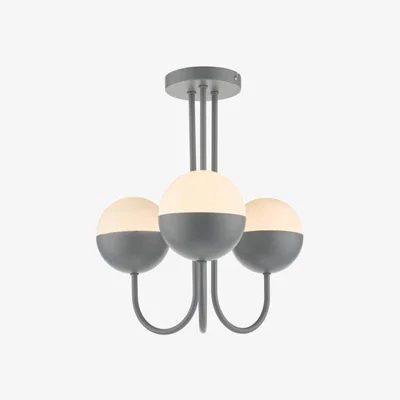 Knees dar lighting And0339 Andre 3 Light Semi Flush Grey Opal Glass