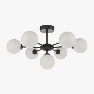 Knees dar lighting COH3422-02 Cohen 7 Light Semi Flush Matt Black Opal Glass