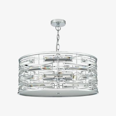 Knees dar lighting Sev0650 Seville 6 Light Pendant K9 Crystal Polished Chrome