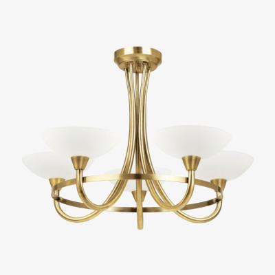 Knees Quilino 5 Light Semi Flush Ceiling Light - Antique Brass