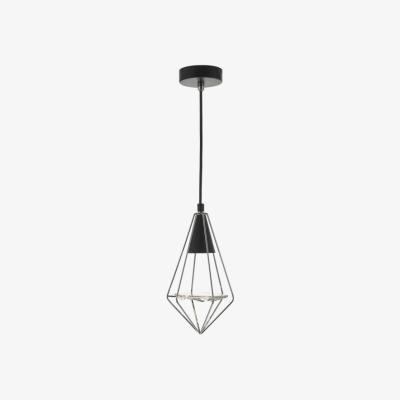 Knees dar lighting Gia0150 Gianni 1 Light Pendant Black Polished Chrome and Glass