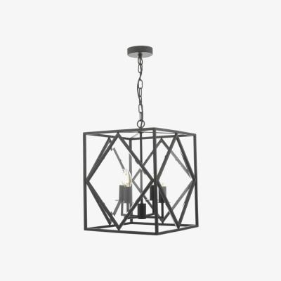 Knees dar lighting JEP0422 Jepsen 4 Light Lantern Black and Bevelled Edge Glass
