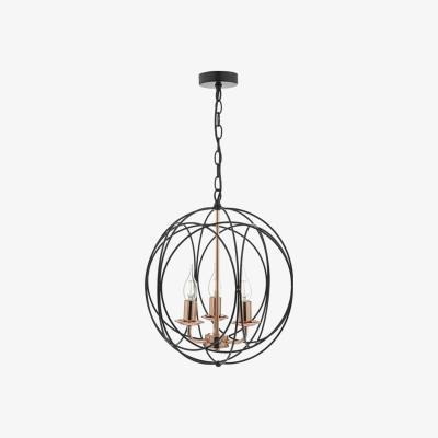 Knees dar lighting Pho0322 Phoenix 3 Light Pendant Black and Copper