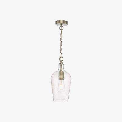 Knees dar lighting Nid0175 Nida Pendant Antique Brass Glass