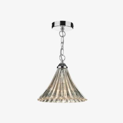 Knees dar lighting Ard0150 Ardeche 1 Light Fluted Glass Pendant Polished Chrome