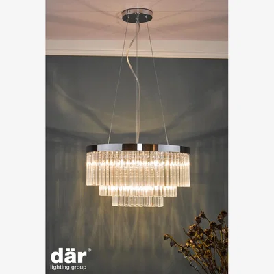Knees dar lighting Gio0508 Giovana 5 Light Pendant Polished Chrome Clear Glass