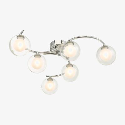 Knees dar lighting Nak6450-04 Nakita 6 Light Semi Flush Polished Chrome With Clear/Opal Glass