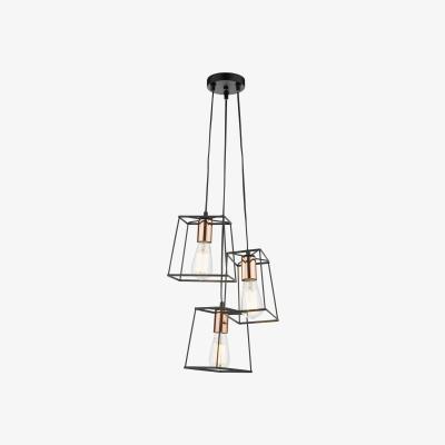 Knees dar lighting Tow0322 Tower 3 Light Cluster Pendant Black and Copper