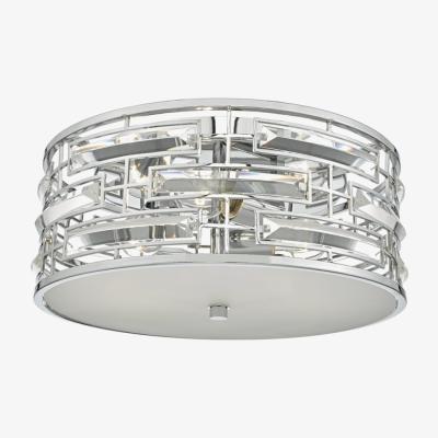 Knees dar lighting SEV5250 Seville 3 Light Flush Polished Chrome and Crystal With Diffuser