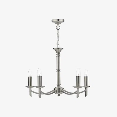 Knees dar lighting Amb0546 Ambassador 5 Light Dual Mount Pendant Satin Chrome