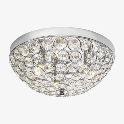 Knees dar lighting KYR5350 Kyrie 3 Light Flush In Polished Chrome and Crystal