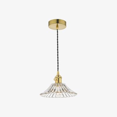Knees dar lighting Had0140-04 Hadano 1 Light Pendant Natural Brass With Flared Glass Shade