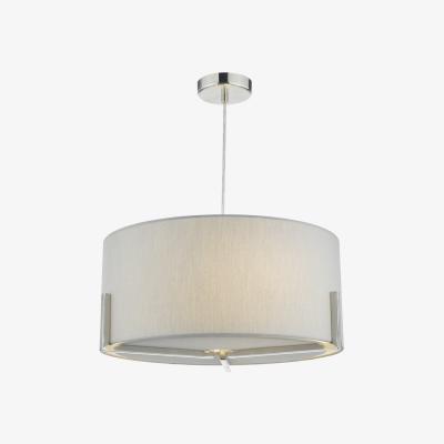 Knees dar lighting San0339 Santino Pendant Satin Chrome With Grey Cotton Shade