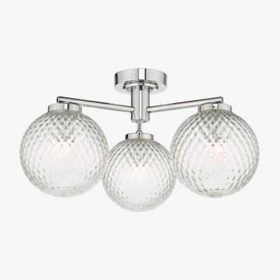 Knees dar lighting WAY5350 Wayne 3 Light Semi Flush Polished Chrome Glass IP44