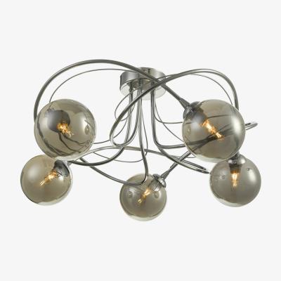 Knees dar lighting Ona5450-01 Onawa 5 Light Semi Flush Polished Chrome With Smoked Glass
