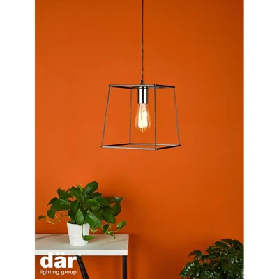 Knees dar lighting Tow0150 Tower 1 Light Single Pendant Matt Black Polished Chrome