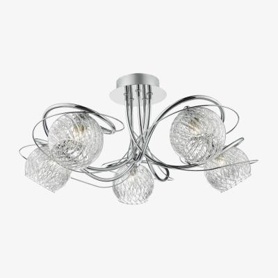 Knees dar lighting REH0550 Rehan 5 Light Semi Flush Decorative Glass Polished Chrome Frame