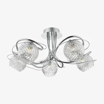Knees dar lighting REH0550 Rehan 5 Light Semi Flush Decorative Glass Polished Chrome Frame