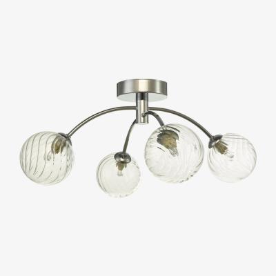 Knees dar lighting IZZ0450-03 Izzy 4 Light Semi Flush Polished Chrome Twisted Glass