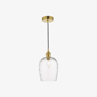 Knees dar lighting Had0140-03 Hadano 1 Light Pendant Natural Brass With Dimpled Glass Shade