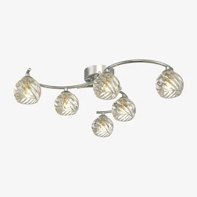 Knees dar lighting Nak6450-05 Nakita 6 Light Semi Flush Polished Chrome With Twisted Open Glass