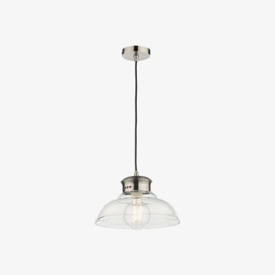 Knees dar lighting Sir0161 Siren 1 Light Single Pendant Antique Chrome Clear Glass