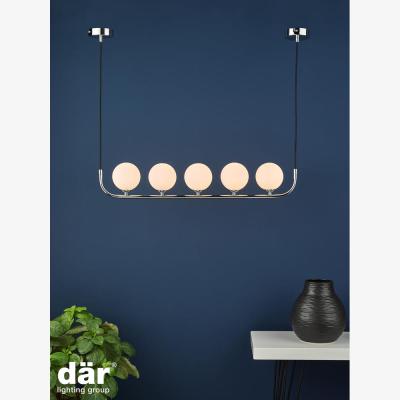 Knees dar lighting Cra0550-02 Cradle 5 Light Bar Pendant Polished Chrome Opal Glass