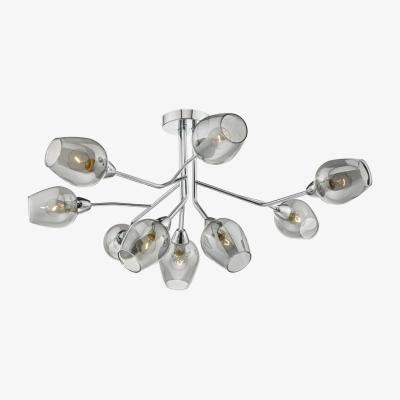 Knees dar lighting ELO1310 Eloise 9 Light Semi Flush Polished Chrome and Glass