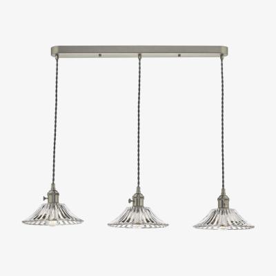 Knees dar lighting Had3661-04 Hadano 3 Light Antique Chrome Suspension With Flared Glass Shades